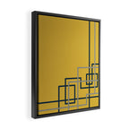 Corner Deco Minimalist Geometric Pattern in Navy Blue, Gray, and Light Mustard Framed Canvas Print Gallery Image 2