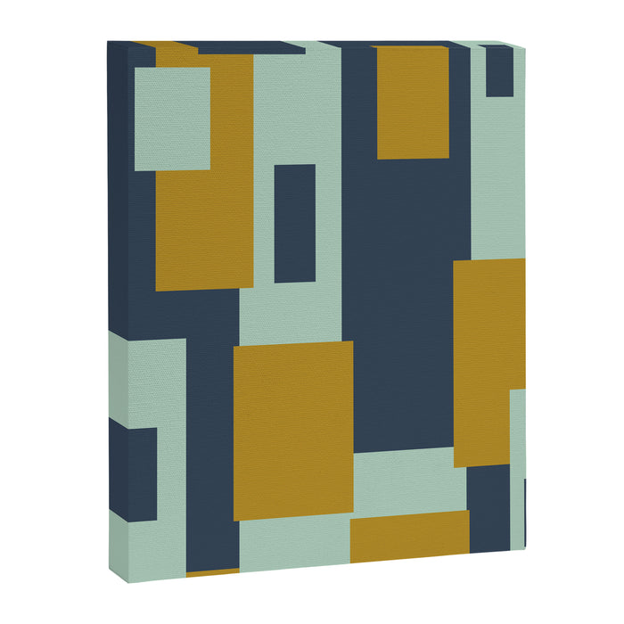 Cosmopolitan Mid Century Modern Geometric Pattern Mint Mustard Blue Canvas Print Gallery Image 1