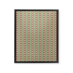 Cottage Stripes and Flowers Pattern in Earthy Sage Green and Mocha Brown Framed Canvas Print Gallery Image 6