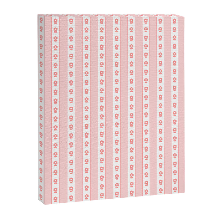 Cottage Stripes and Flowers Pattern in Pastel Pink and White Canvas Print Gallery Image 1