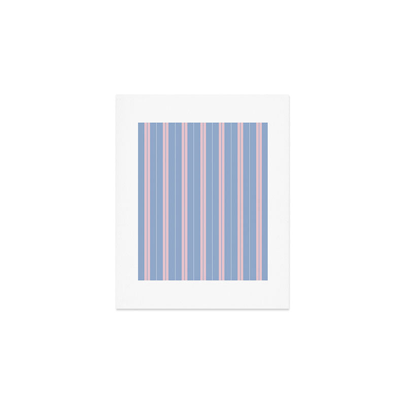 Cottage Stripes Double Stripe Pattern in Light Blue and Baby Pink Art Print Gallery Image 1