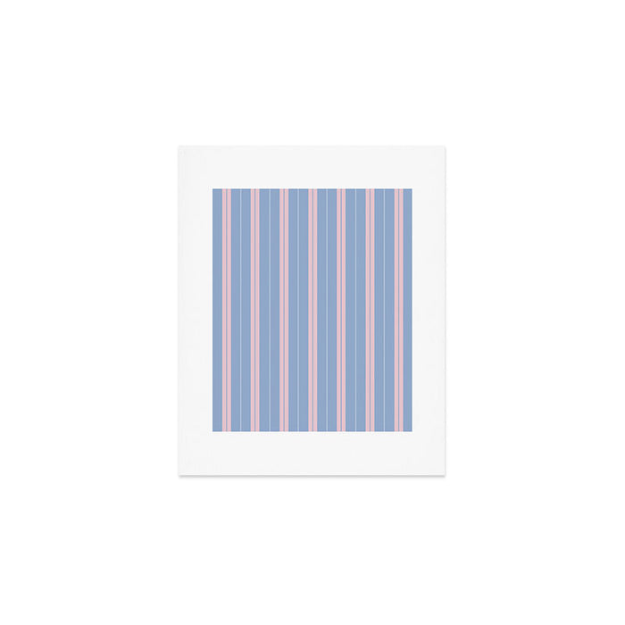 Cottage Stripes Double Stripe Pattern in Light Blue and Baby Pink Art Print Gallery Image 1