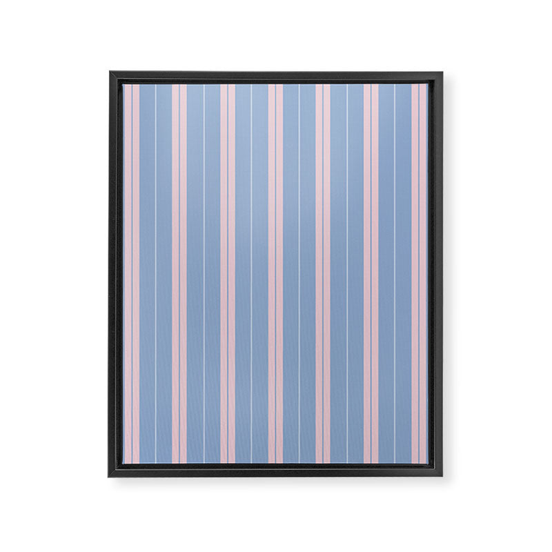 Cottage Stripes Double Stripe Pattern in Light Blue and Baby Pink Framed Canvas Print Gallery Image 8