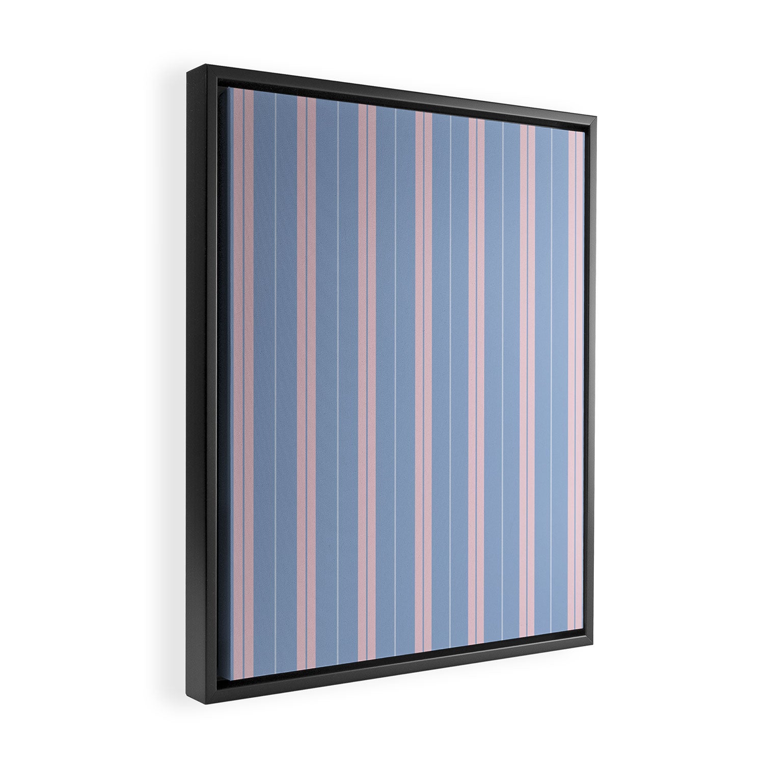 Cottage Stripes Double Stripe Pattern in Light Blue and Baby Pink Framed Canvas Print Gallery Image 2