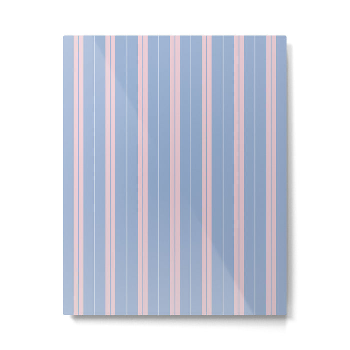 Cottage Stripes Double Stripe Pattern in Light Blue and Baby Pink Metal Print Gallery Image 1