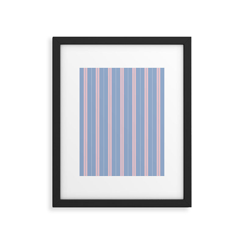 Cottage Stripes Double Stripe Pattern in Light Blue and Baby Pink Framed Art Print Gallery Image 6
