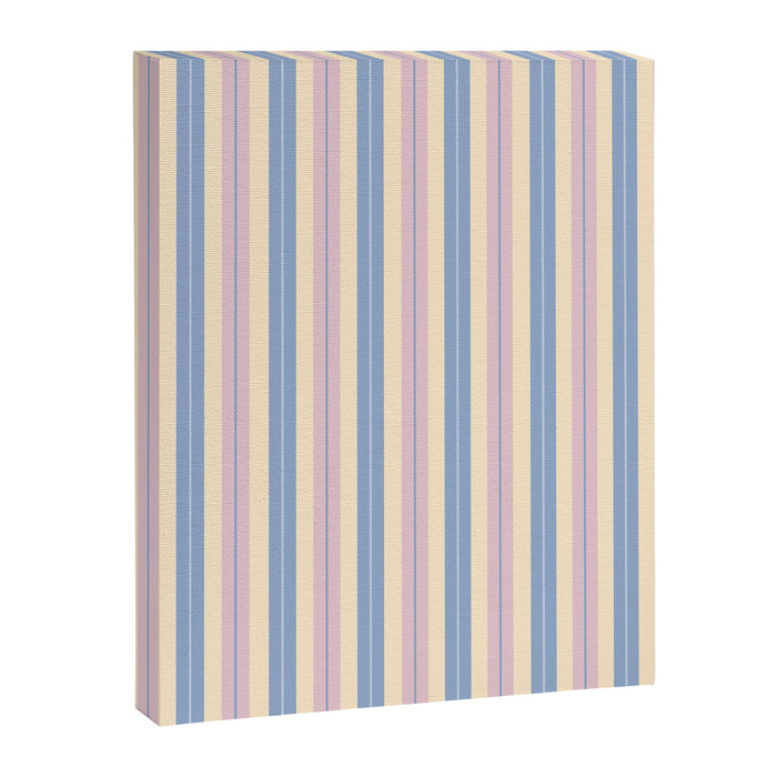 Cottage Stripes Double Stripe Pattern in Pastel Blue Pink Cream Canvas Print Gallery Image 1