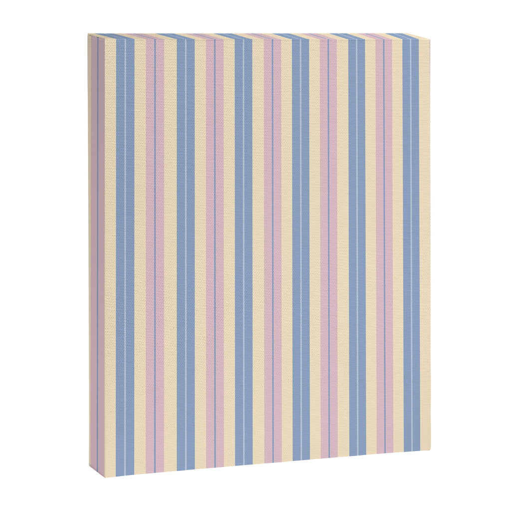 Cottage Stripes Double Stripe Pattern in Pastel Blue Pink Cream Canvas Print Gallery Image 8