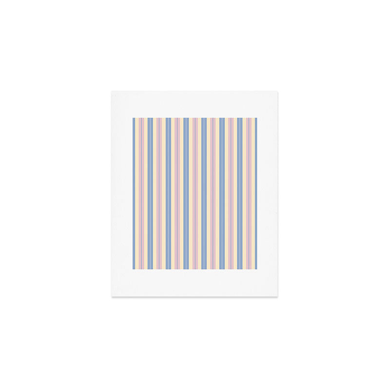 Cottage Stripes Double Stripe Pattern in Pastel Blue Pink Cream Art Print Gallery Image 1