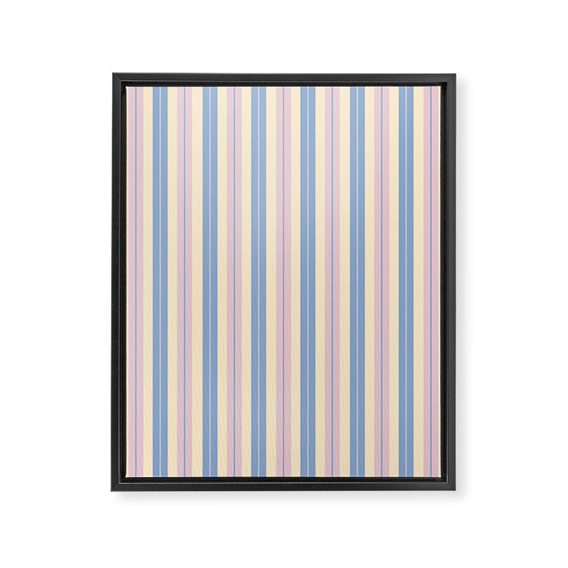 Cottage Stripes Double Stripe Pattern in Pastel Blue Pink Cream Framed Canvas Print Gallery Image 8