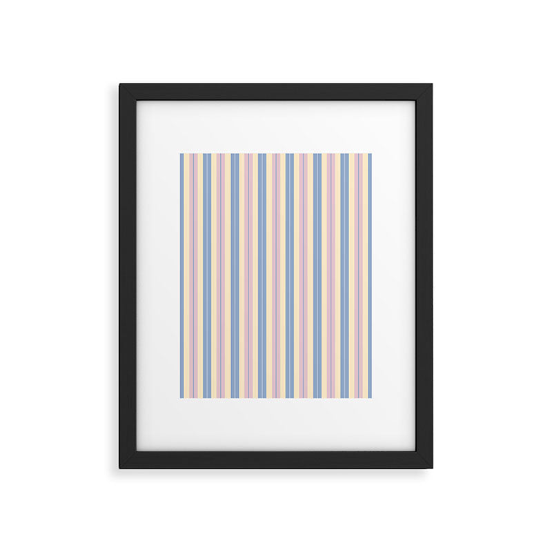 Cottage Stripes Double Stripe Pattern in Pastel Blue Pink Cream Framed Art Print Gallery Image 6