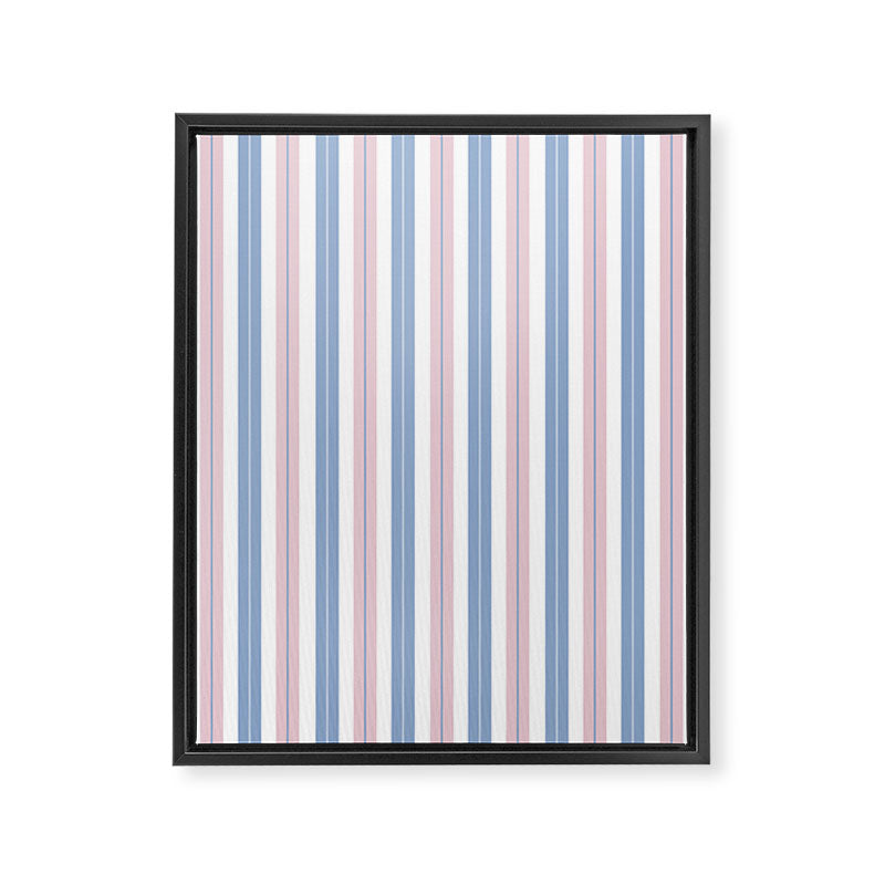 Cottage Stripes Double Stripe Pattern in Pastel Blue Pink White Framed Canvas Print Gallery Image 8