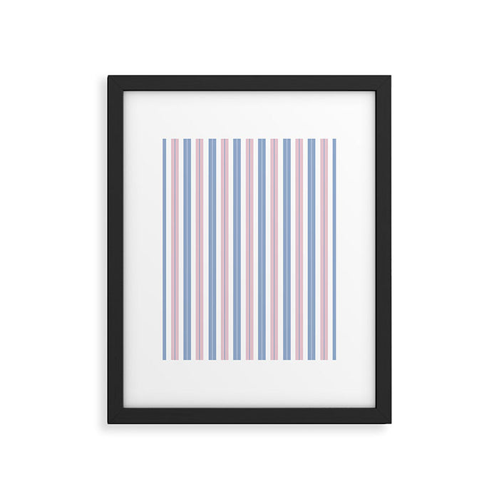 Cottage Stripes Double Stripe Pattern in Pastel Blue Pink White Framed Art Print Gallery Image 1