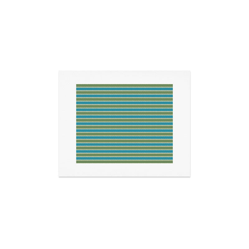 Cottage Stripes Eclectic Pattern in Green and Blue Art Print Gallery Image 1