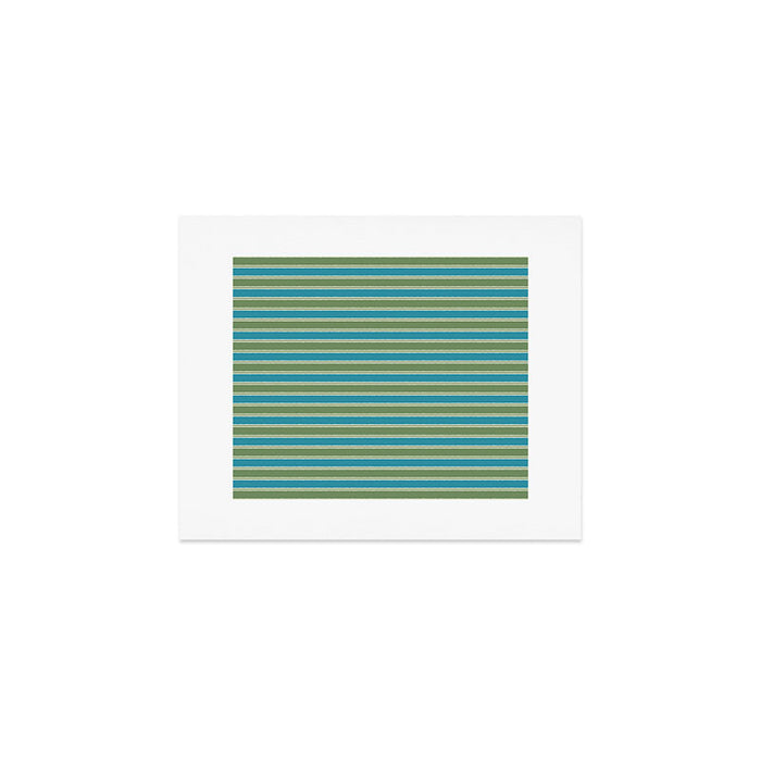 Cottage Stripes Eclectic Pattern in Green and Blue Art Print Gallery Image 1