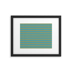 Cottage Stripes Eclectic Pattern in Green and Blue Framed Art Print Gallery Image 5