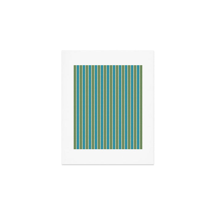 Cottage Stripes Eclectic Vertical Pattern in Green and Blue Art Print Gallery Image 1