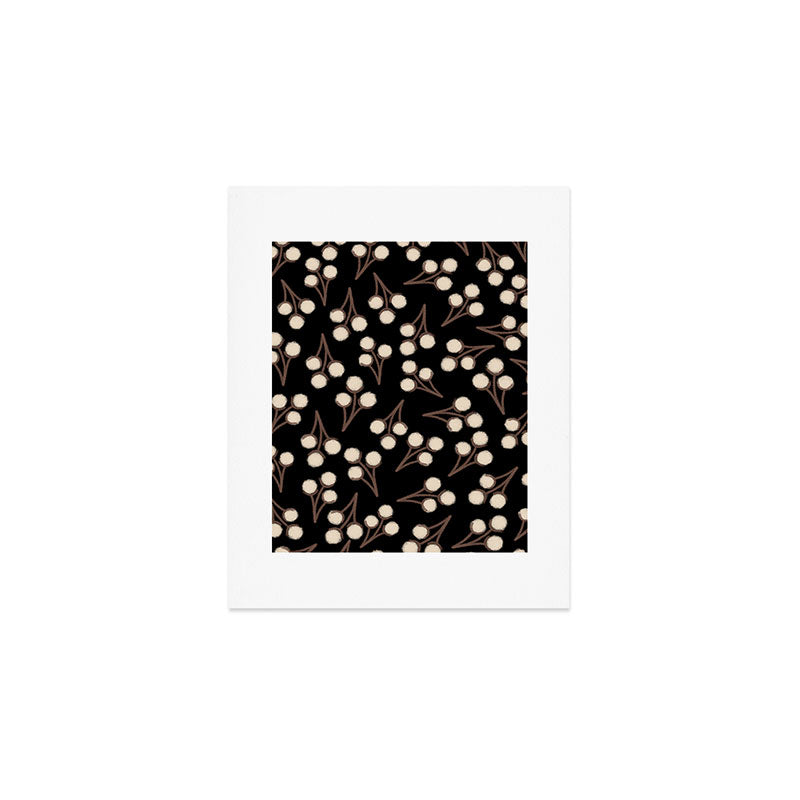 Cotton Stems Botanical Pattern in Brown, Cream, and Black II Art Print Gallery Image 1
