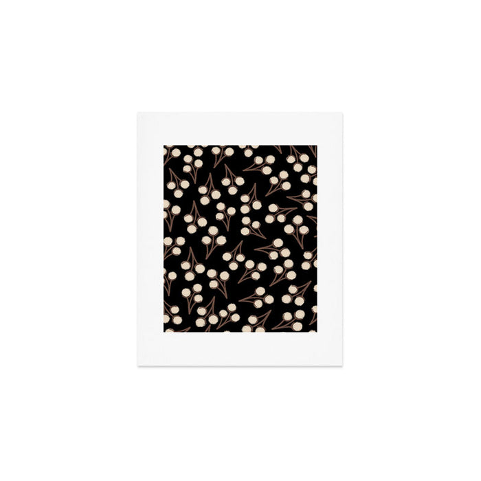 Cotton Stems Botanical Pattern in Brown, Cream, and Black II Art Print Gallery Image 1