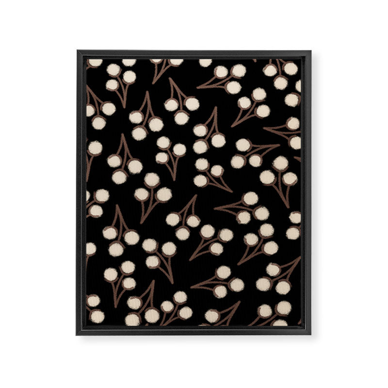 Cotton Stems Botanical Pattern in Brown, Cream, and Black II Framed Canvas Print Gallery Image 6