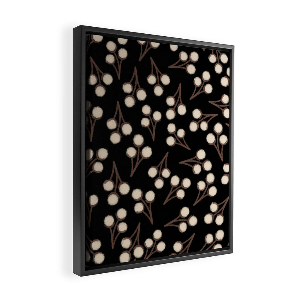 Cotton Stems Botanical Pattern in Brown, Cream, and Black II Framed Canvas Print Gallery Image 2