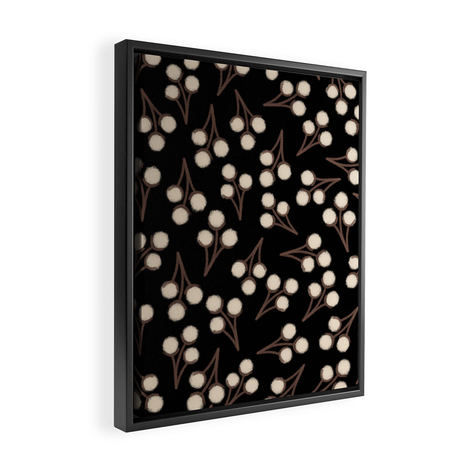 Cotton Stems Botanical Pattern in Brown, Cream, and Black II Framed Canvas Print Gallery Image 2