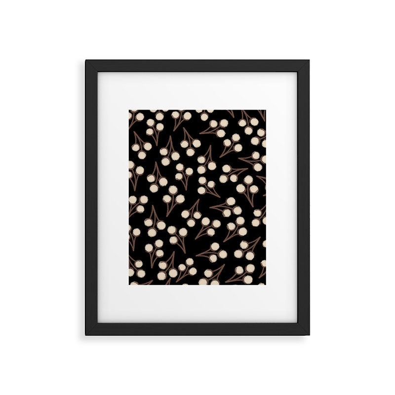 Cotton Stems Botanical Pattern in Brown, Cream, and Black II Framed Art Print Gallery Image 5