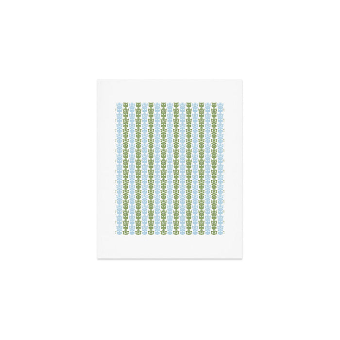 Country Cottage Petite Willoughby Stripe Pattern in Light Blue and Sage Green Art Print Gallery Image 1