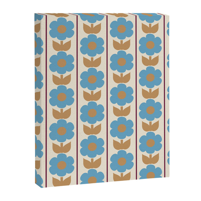 Cozy Country Vintage Floral Jonnty Flowers and Stripes Pattern Canvas Print Gallery Image 1