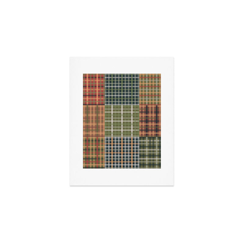 Cozy Gingham Patchwork Autumn Winter Pattern Art Print Gallery Image 1