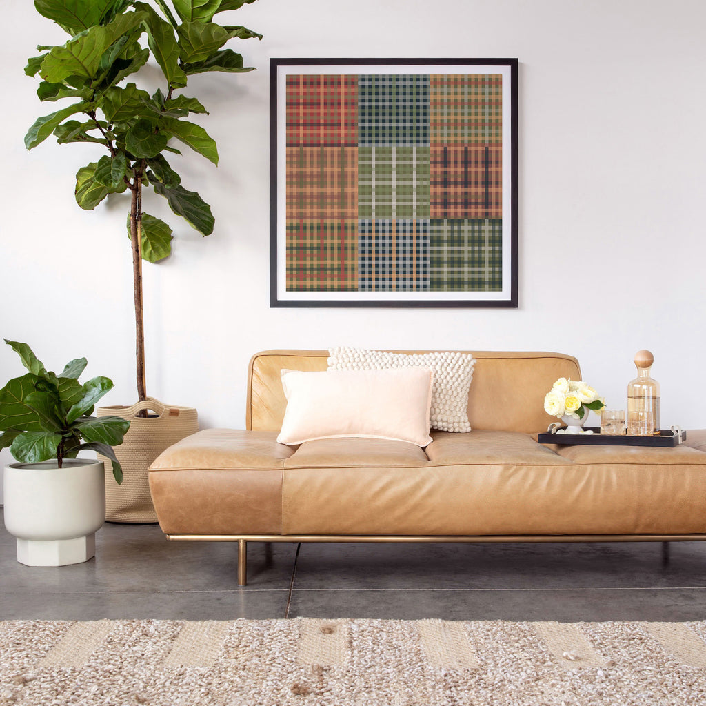 Cozy Gingham Patchwork Autumn Winter Pattern Framed Art Print Square Gallery Image 2