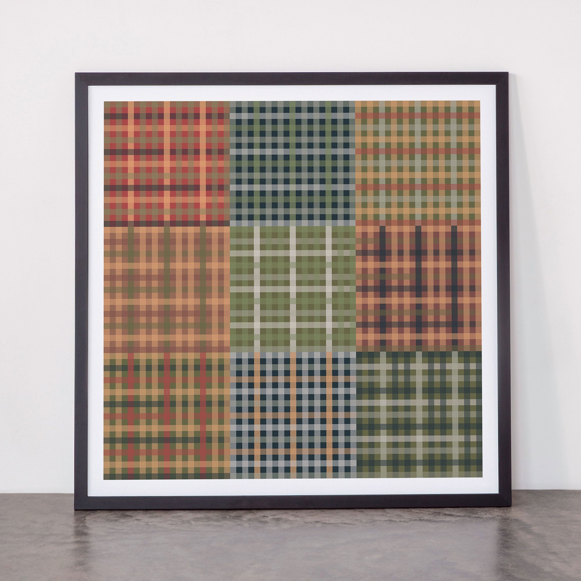 Cozy Gingham Patchwork Autumn Winter Pattern Framed Art Print Square Gallery Image 1