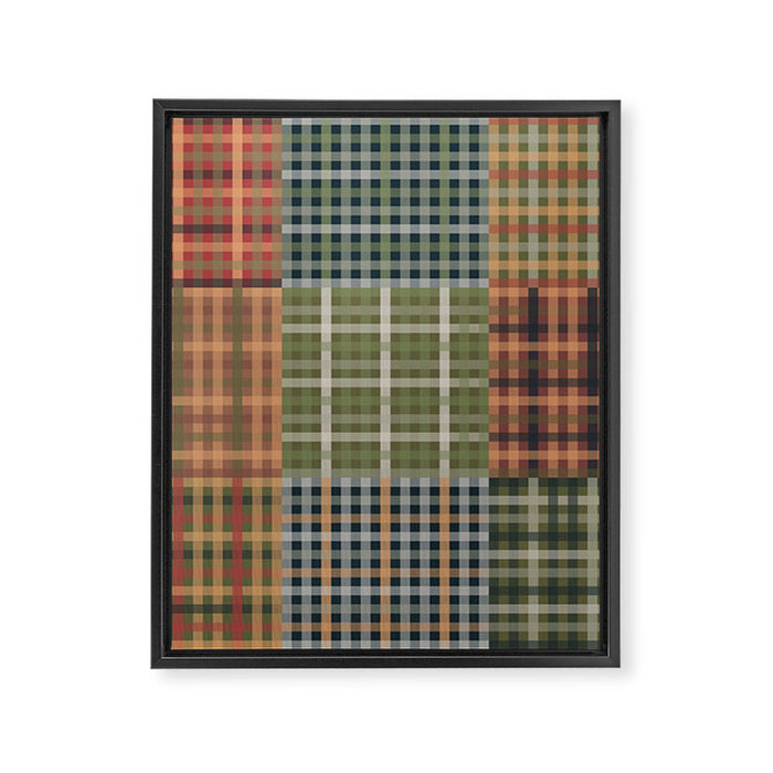 Cozy Gingham Patchwork Autumn Winter Pattern Framed Canvas Print Gallery Image 1