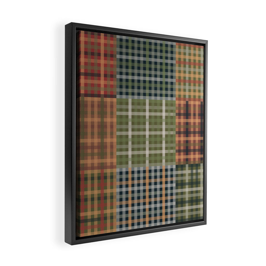 Cozy Gingham Patchwork Autumn Winter Pattern Framed Canvas Print Gallery Image 2