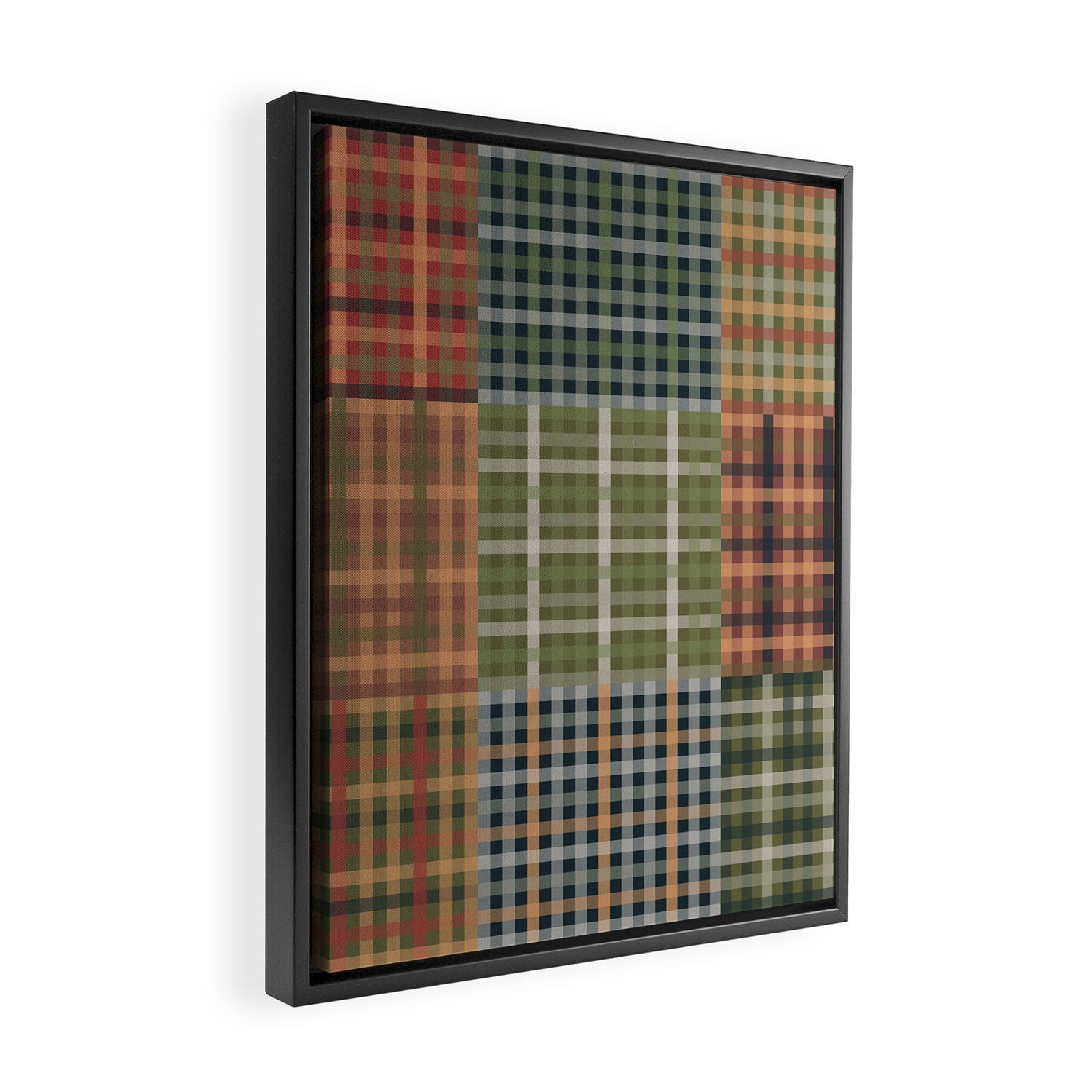 Cozy Gingham Patchwork Autumn Winter Pattern Framed Canvas Print Gallery Image 2