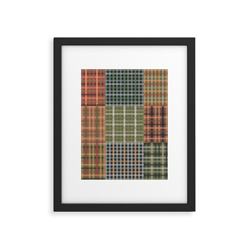 Cozy Gingham Patchwork Autumn Winter Pattern Framed Art Print Gallery Image 6