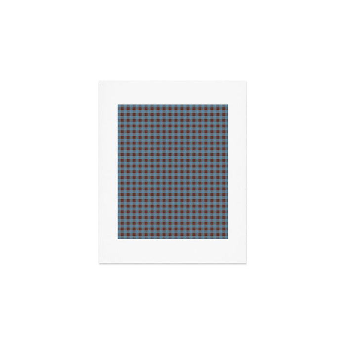 Cozy Gingham Plaid Eclectic Checkered Pattern in Brown and Blue Art Print Gallery Image 1