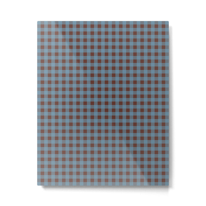 Cozy Gingham Plaid Eclectic Checkered Pattern in Brown and Blue Metal Print Gallery Image 1