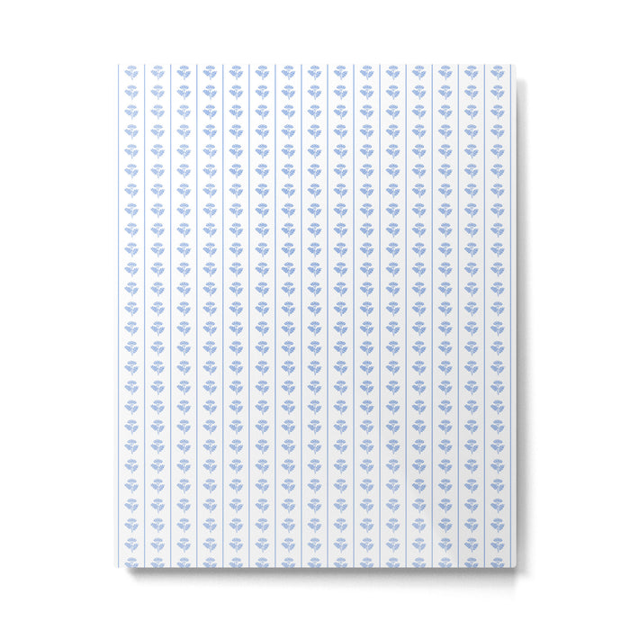 Cozy Vintage Cottage Flowers and Stripes Pattern in Light Blue and White Metal Print Gallery Image 1