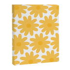 Crayon Flowers Cheerful Floral Pattern in Mustard Yellow and White Canvas Print Gallery Image 8