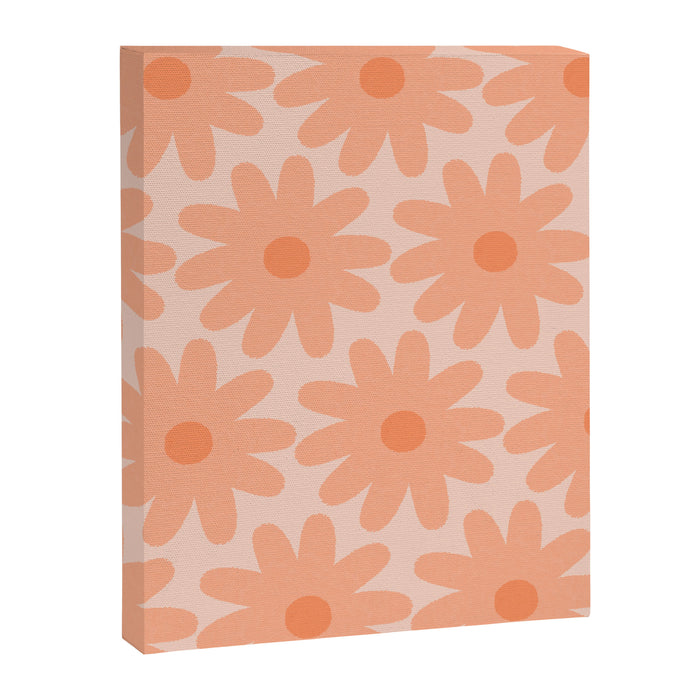 Crayon Flowers Smudgy Soft Pastel Floral Pattern in Apricot Canvas Print Gallery Image 1