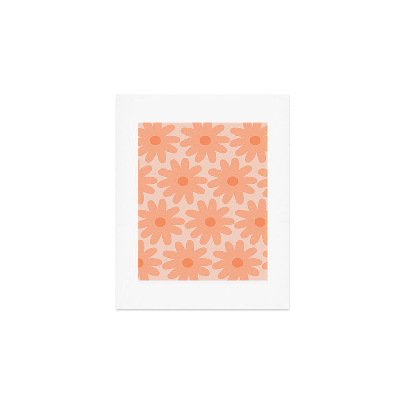 Crayon Flowers Smudgy Soft Pastel Floral Pattern in Apricot Art Print Gallery Image 1