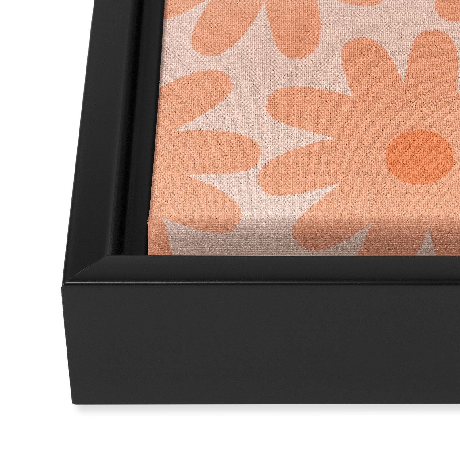 Crayon Flowers Smudgy Soft Pastel Floral Pattern in Apricot Framed Canvas Print Gallery Image 3