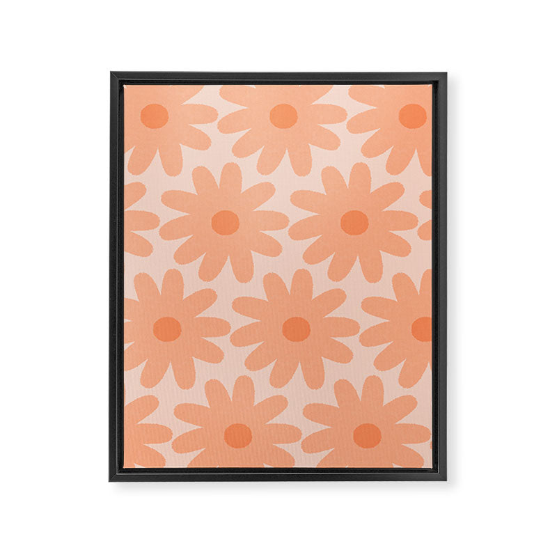 Crayon Flowers Smudgy Soft Pastel Floral Pattern in Apricot Framed Canvas Print Gallery Image 8