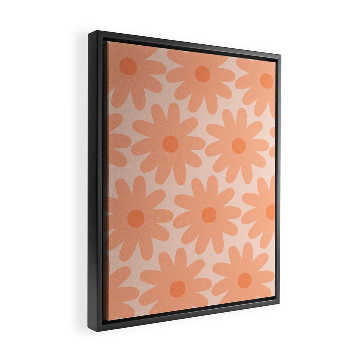 Crayon Flowers Smudgy Soft Pastel Floral Pattern in Apricot Framed Canvas Print Gallery Image 2