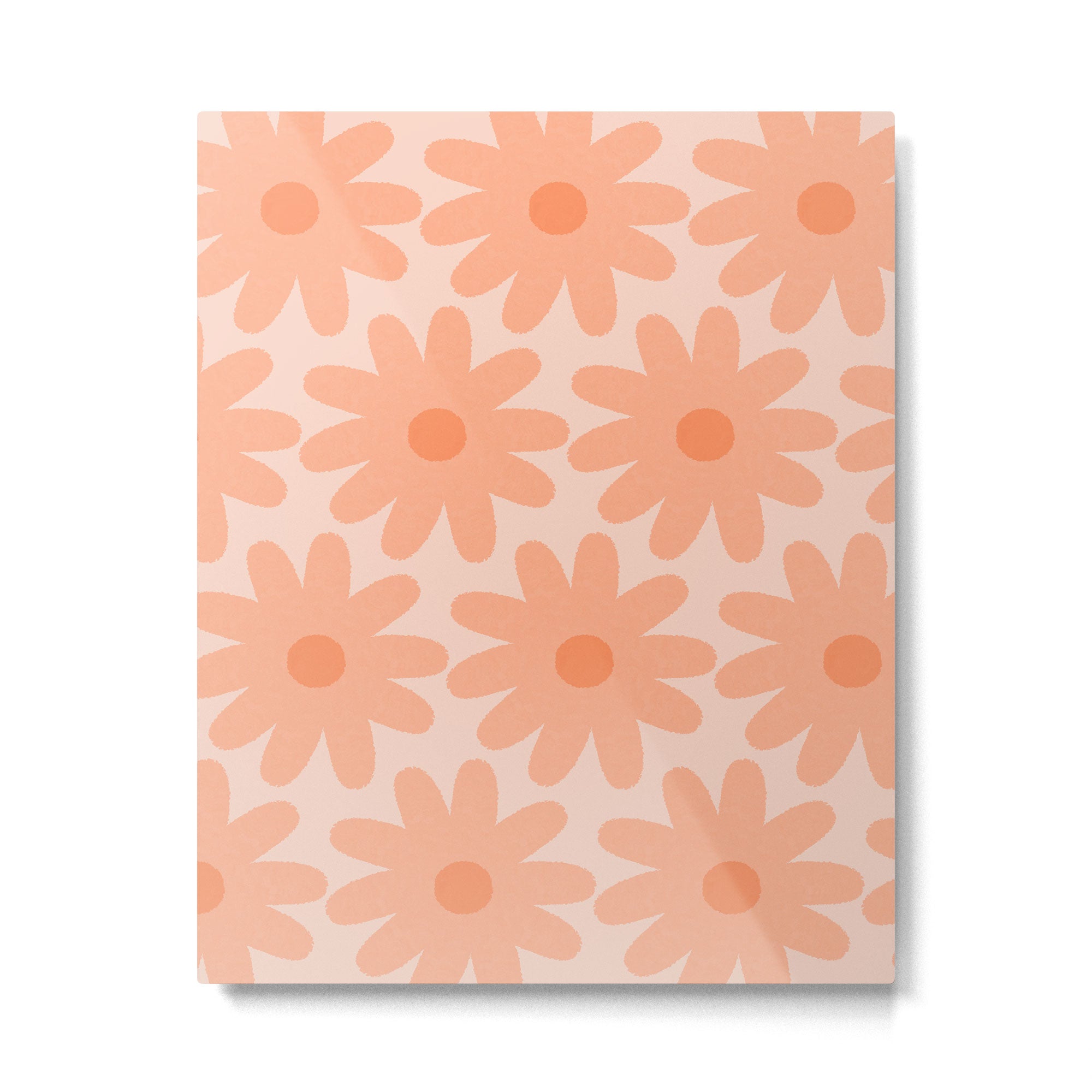 Crayon Flowers Smudgy Soft Pastel Floral Pattern in Apricot Metal Print Gallery Image 6