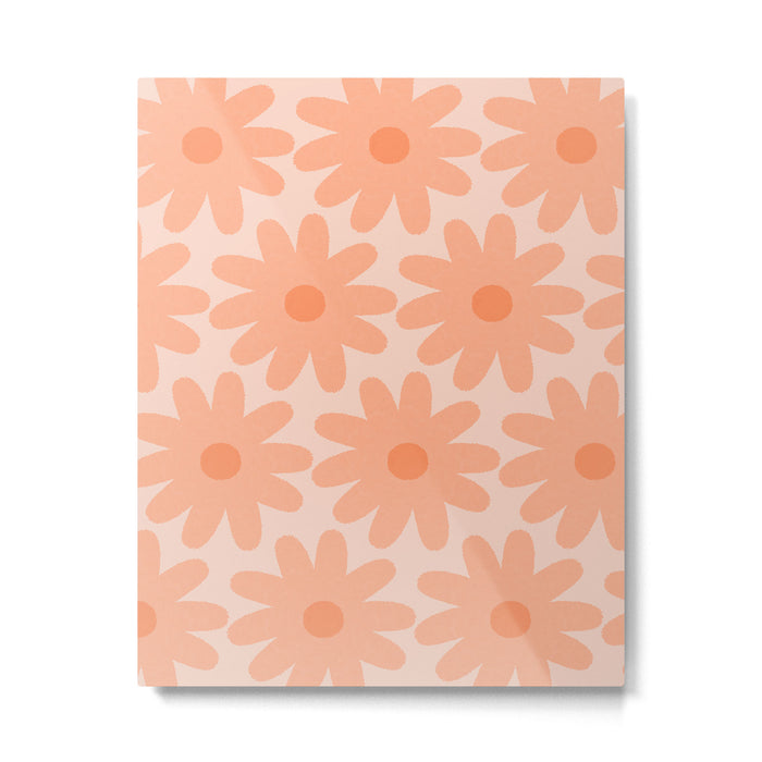 Crayon Flowers Smudgy Soft Pastel Floral Pattern in Apricot Metal Print Gallery Image 1