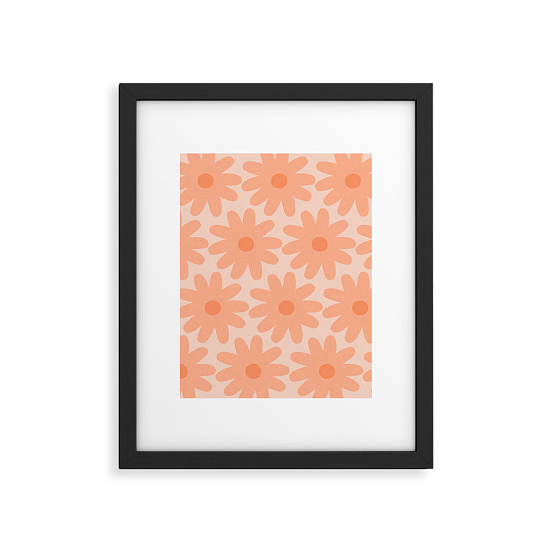 Crayon Flowers Smudgy Soft Pastel Floral Pattern in Apricot Framed Art Print Gallery Image 6