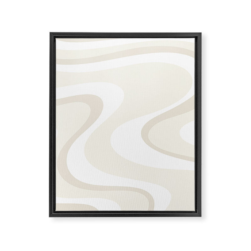 Cream Dream Light Liquid Swirl Abstract in Beige and White Framed Canvas Print Gallery Image 8
