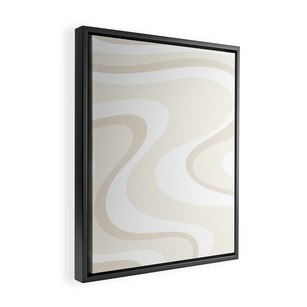 Cream Dream Light Liquid Swirl Abstract in Beige and White Framed Canvas Print Gallery Image 2